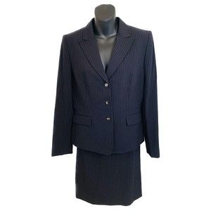 Tahari Navy Pinstripe Blazer & Skirt Set